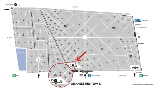 obecní hrobka - mapka
